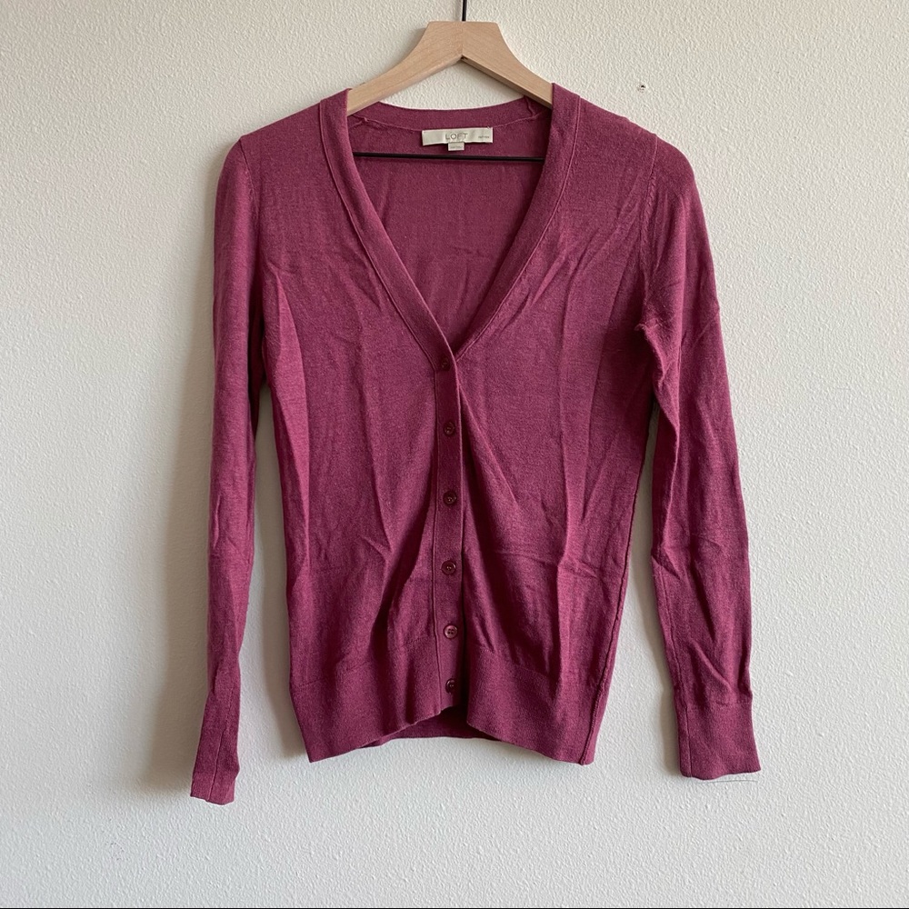 Ann Taylor Loft Pink Button Up Cardigan